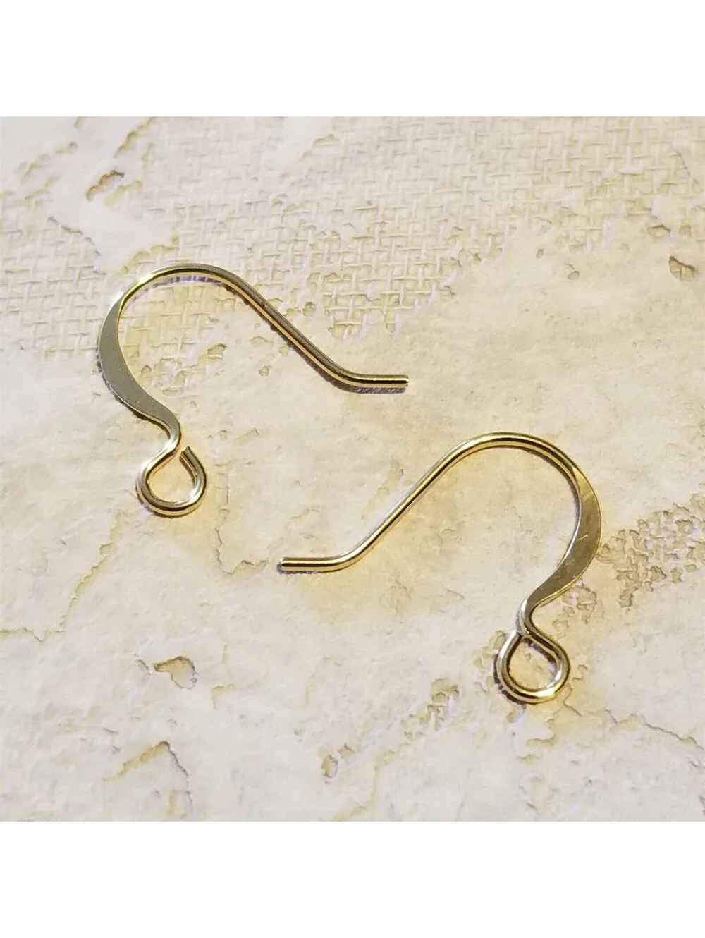 Gold 14K Plated Minimalist Flat Fishhook Earwires Earring Hooks Findings 2 pcs